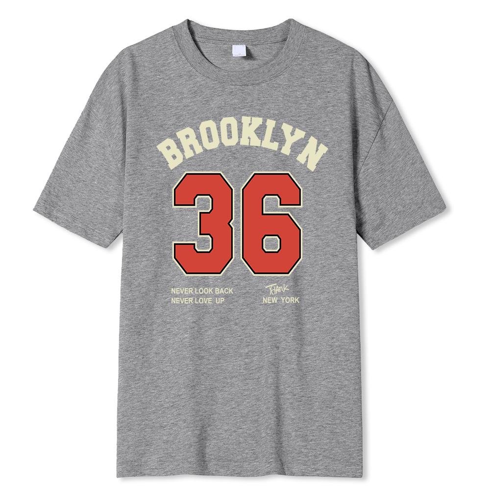 Brooklyn 36 Art Letter Retro Design Cartoons Printing Clothing Male Breathable Tshirt Loose T-Shirts Cotton Short Sleeve