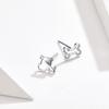 Sterling Silver Puppy and Bone Openwork Stud Earrings - S925 Fashion Jewelry