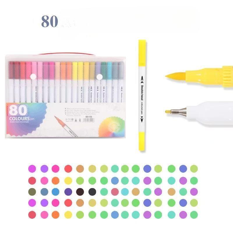 Pennarelli a Doppia Punta, 72 Colori(Pennarello sottile e pennello) Pennarelli Artistici, Set di Pennarelli Colorati per Artisti per Libri da Colorare per Adulti Senza Sanguinamento