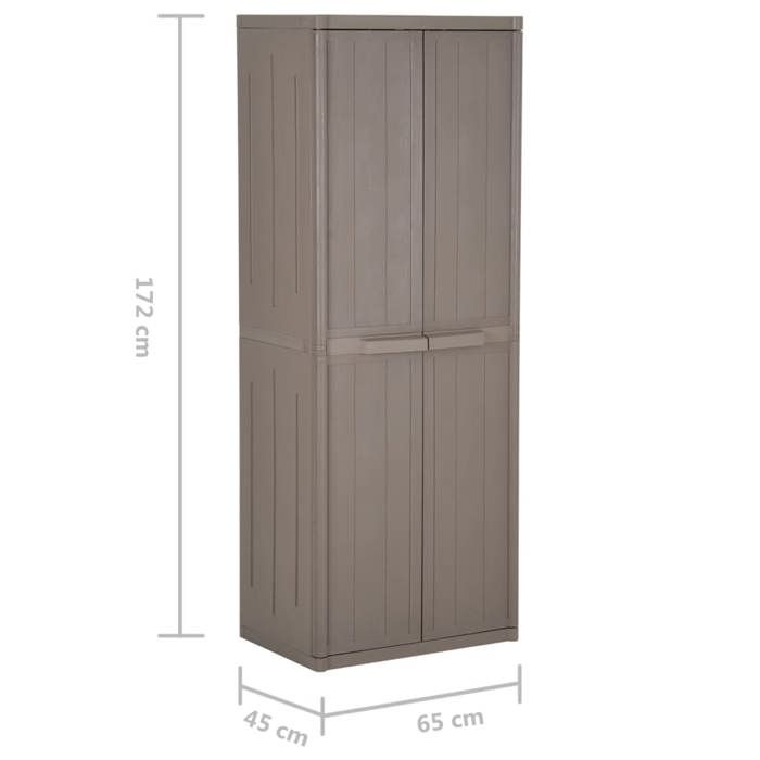VidaXL Armoire de rangement jardin Marron 65x45x172 cm PP Aspect bois 151240