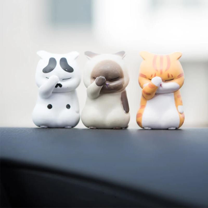 1pcs Cover Your Face Cat Figure Cartoon Anime Peripheral Kitten Doll Toy Cake Ornaments Kawaii Desk Car Interior Accessories