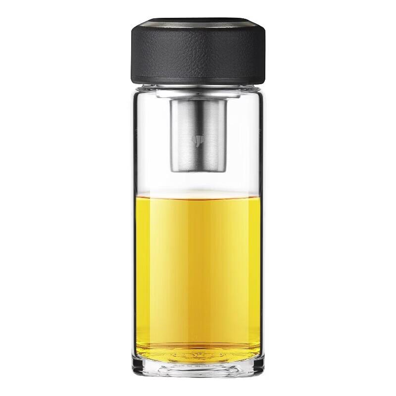 WANXIANG Classic Leather Texture Glass Tea Infuser Mug