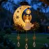 Garden Patio Yard Decoration Solar Angel Moon Light, Christmas Hanging Lantern with Warm Glow, Resin Light Outdoor for Porch Tree, Faux Crystal