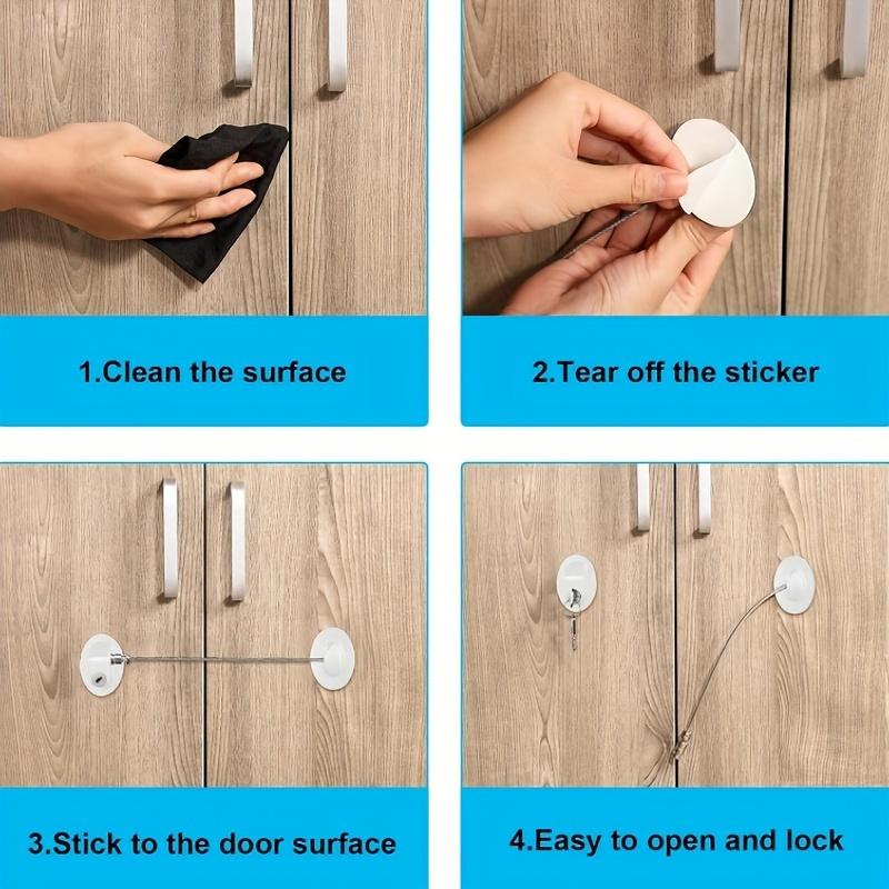 1 Pcs Strong Adhesive Teenager Safety Stainless Steel Refrigerator Lock - 1pc with 2 Keys - Suitable for Cabinet Locks, Freezer Locks and Drawer Locks