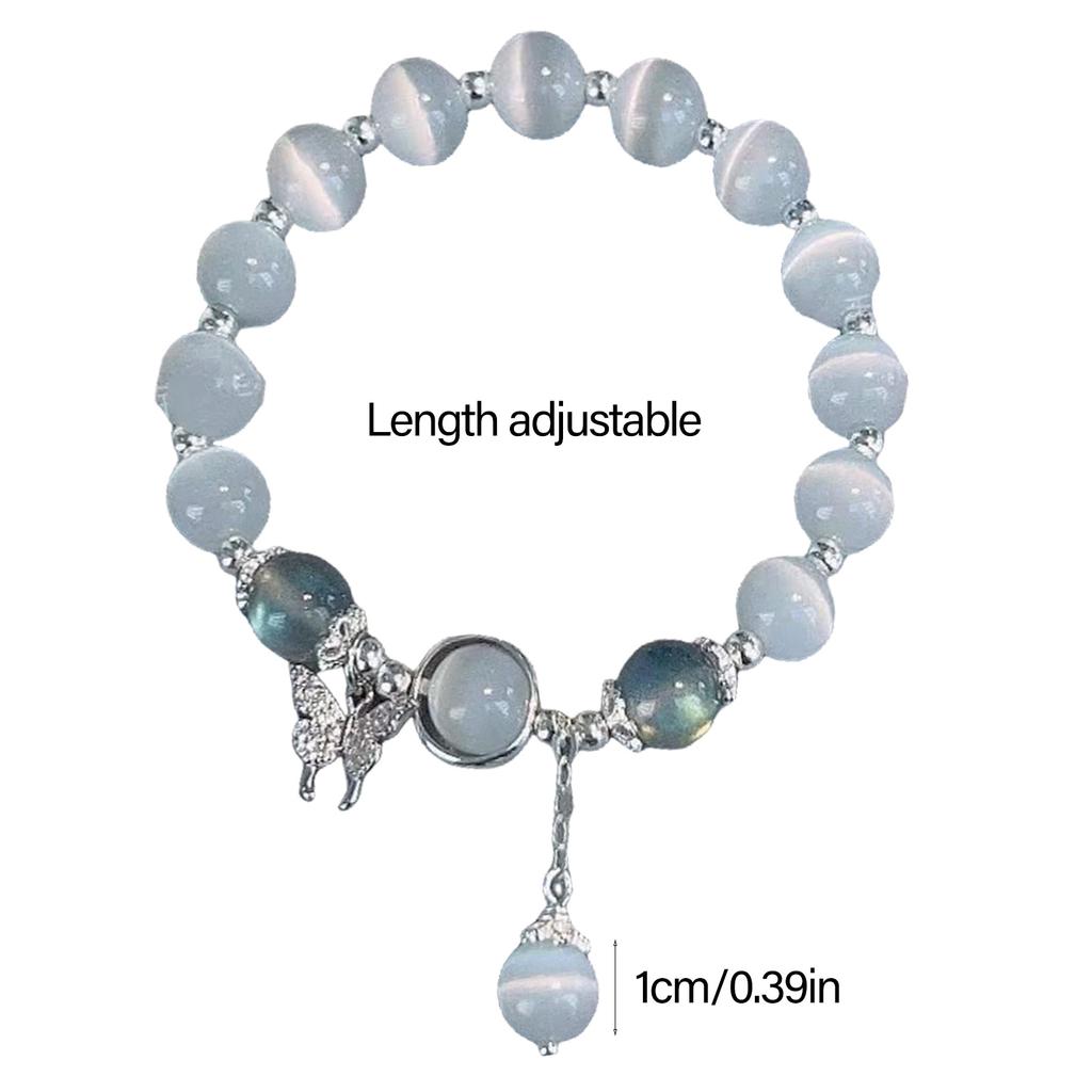 Fashionable Opal Sea Blue Crystals Bracelet Elegant Fashion Jewelry Portable for Girls and Women with Elastic Designs