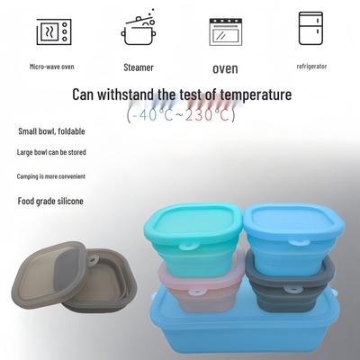 Eco-friendly Portable Camping Set: Silicone Bowl, Folding Picnic Gear, Kids' Tableware, Fresh-Keeping Box