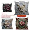 2D  Vintage Embossed Rose Floral Throw Pillow Covers Pattern Cushion Cover Suitable For Sofa Bedroom Car Pillow Cover