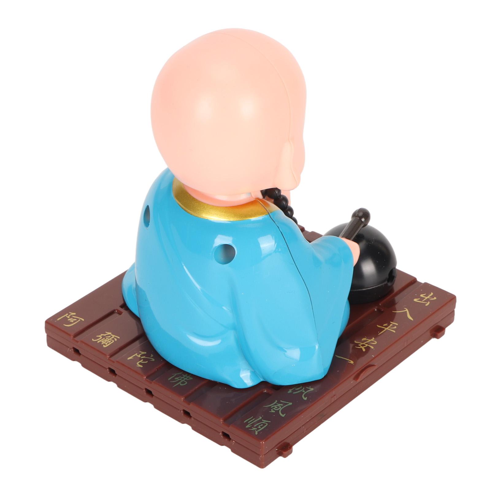 Little Buddhist Monk Ornament Solar Powered Cute Monk Decorative Ornaments for Car Desktop Living Room