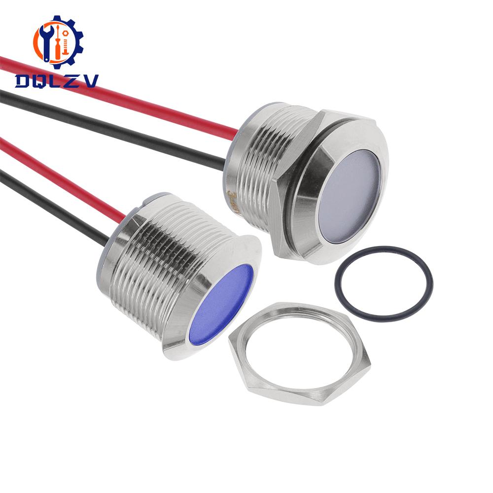 6mm 8mm 10mm 12mm 14mm 16mm 19mm 22mmWaterproof IP67 Metal LED Warning Indicator Light Signal Lamp Pilot Wire 3V 12V 24V 48V