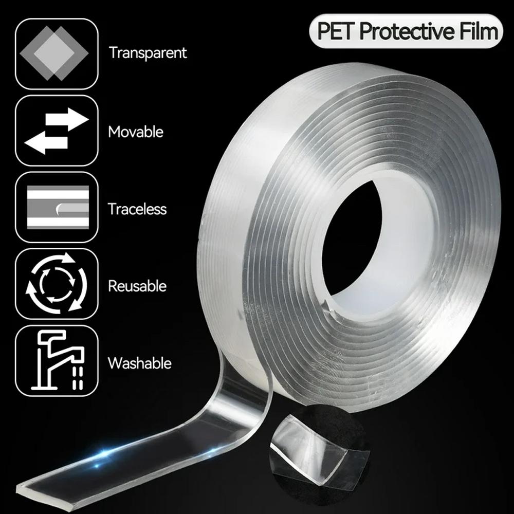 1/2/3/5m Nano Tape 1-5Pcs Super Strong Double Sided Adhesive Tape Non-slip Waterproof Transparent Tape For Bathroom Kitchen