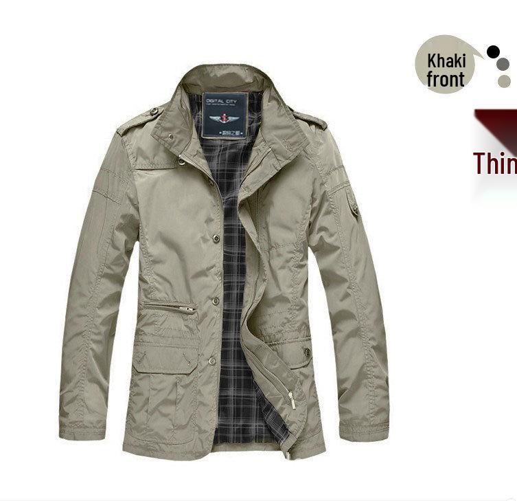 Giacca a vento da uomo taglie forti slim fit di media lunghezza 2026 - Trench casual in cotone per primavera/autunno