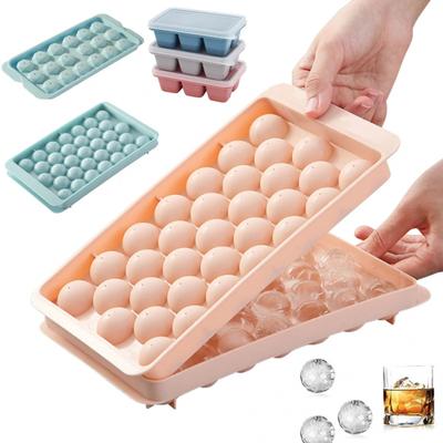 3D Yuvarlak Buz Küpü Tepsisi Kapaklı Plastik Elmas Tarzı Buz Kalıbı Buzdolabı Küresel DIY Kalıpları Buz Topu Yapıcı Mutfak Aletleri