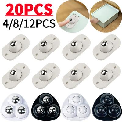 4-20pcs Small Wheels For Furniture Self Adhesive Caster Wheels Stainless Steel 360 Degree Rotation Paste Swivel Wheels
