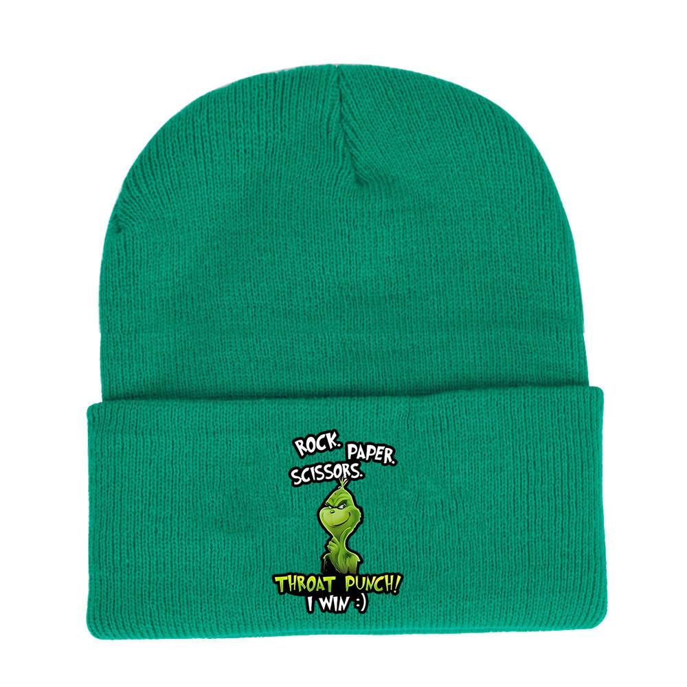 The Grinch Print Knit Hat With Earmuff Protection For Winter Warmth And Unisex Use