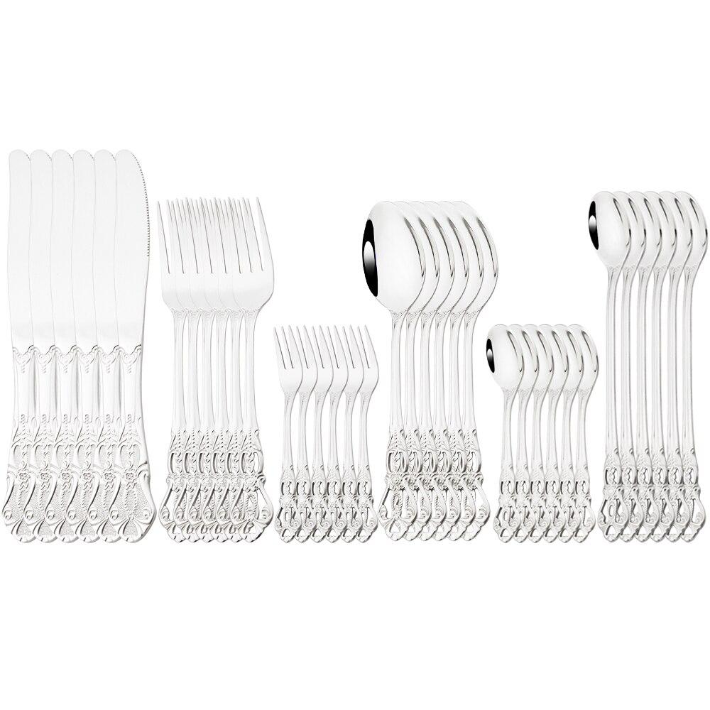 

Набір столових приборів із золота з нержавіючої сталі, 36 предметів. Західна їжа. Столовий посуд. Ложка. Виделка. Ніж. Посуд. Набір кухонного срібла. срібний