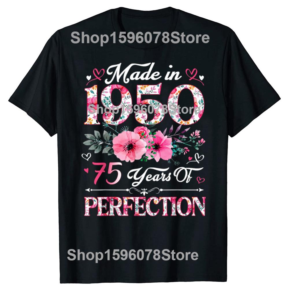 Funny Vintage 1950 Limited Edition 75YearOld 75th T Shirts Men Humor Streetwear Tee Shirt Short Sleeve Unisex Loose Clothing