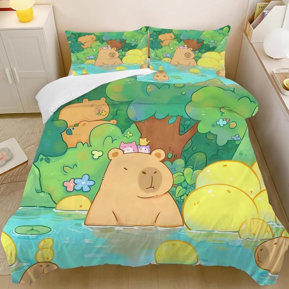 Cute cartoon dolphin bed sheets and down duvet covers, children's duvet covers, adult room decorations, ultra-fine fiber soft be