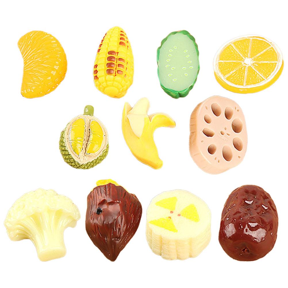 12pcs Resin Fruit Vegetables Mini Fake Food Decorative Kitchen Ornaments For Dollhouse Table Centerpiece Photo Props Educational