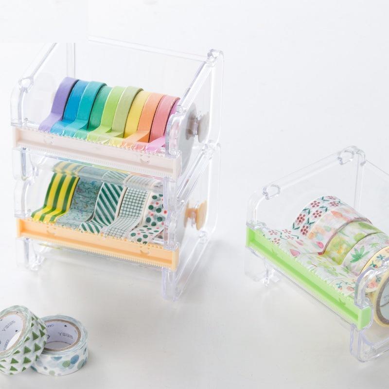 Creative Washi Tape Cutter Set Tape Tool Transparent Tape Holder Tape Dispenser School Supplies Office Stationery
