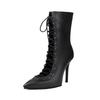 Lace-Up Spring And Autumn Women'S Boots Short Single Boots Pointed Knight Boots Sexy High Heel Boots Street Dance Boots Boots