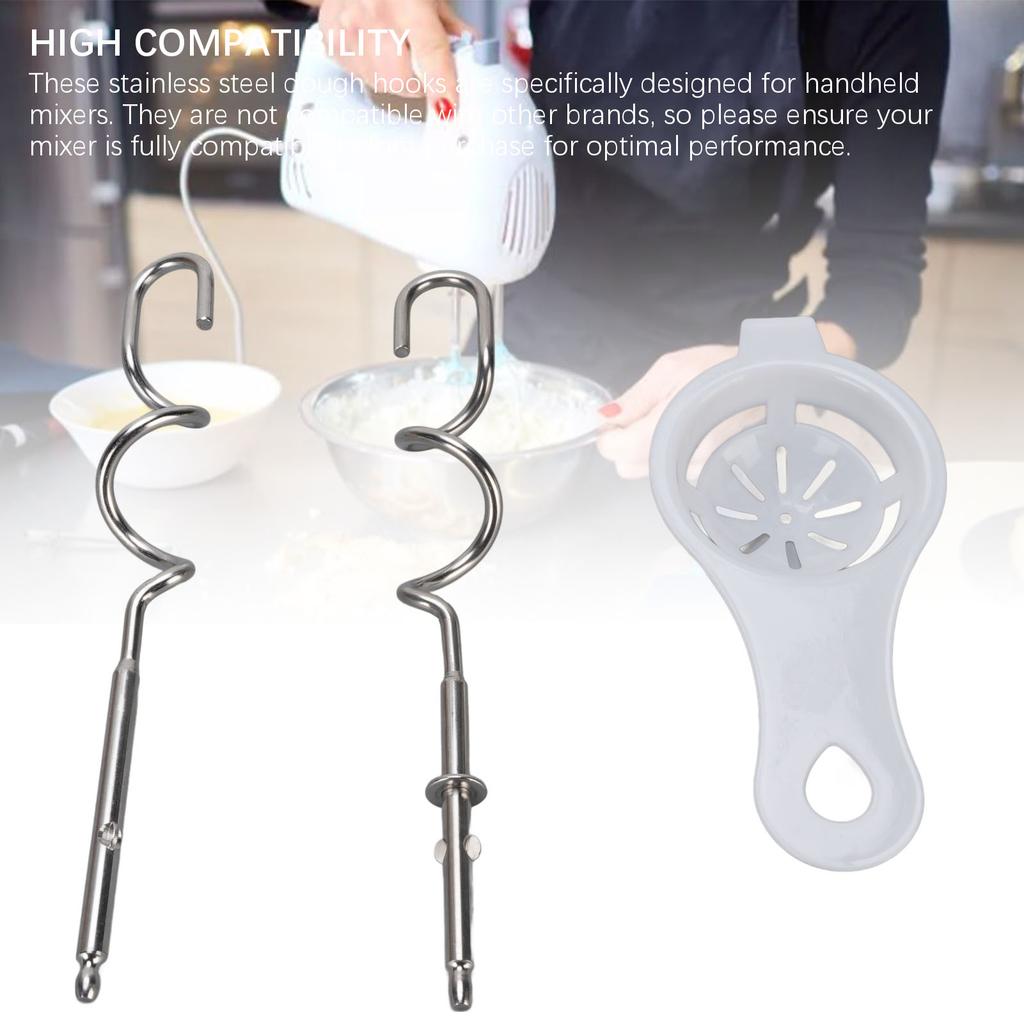 Hand Mixer Dough Hooks Replacement Stainless Steel Kitchen Dough Mixing Bread Hooks Hand Mixer Aid Attachments
