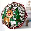 1pc Christmas, Reindeer Automatic Folding Umbrella - 8-Rib Iron Frame, Windproof, Portable Sunshade with Plastic Handle for Travel & Outdoor