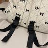 Cute Bow Print Corduroy Backpack for Women Casual Daypack Travel School Bag with Multi Pockets