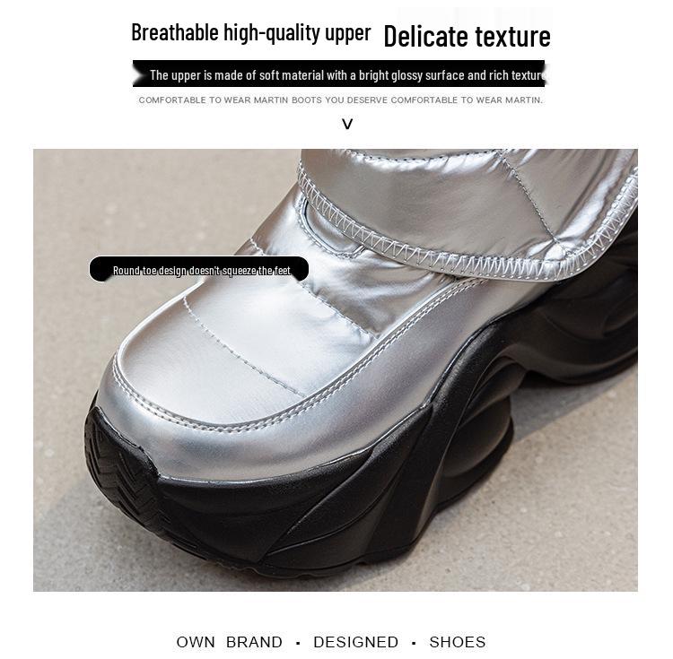 Women's 2025 Winter Ankle Boots: Warm Fleece-Lined Platform with 10CM Height Boost