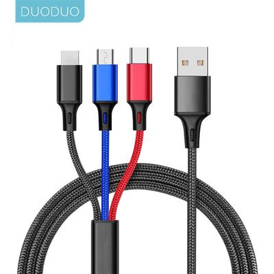 Cavo USB 3 in 1 DUODUO Per iPhone 13 12 XS Max XR X 8 7 Ricarica Caricatore Cavo Micro USB Per Android USB TypeC Cavi per Telefono Cellulare