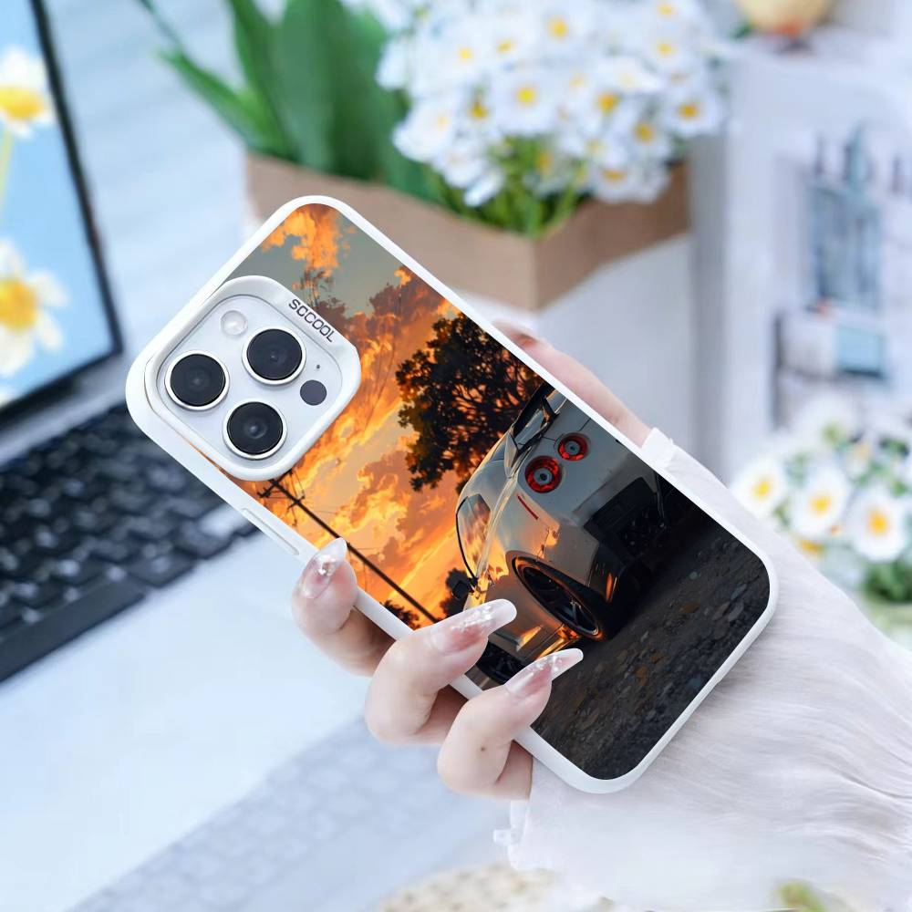 

Cool Car Phone Case For iPhone17, 16,15,14,13,12 Pro Max white Candy Matte Shockproof Cover iPhone17PRO