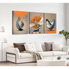 3 Pcs Bright Style Canvas Wall Art Modern Abstract Golden Deer Luxury Foil Lines Posters Prints White Blue Orange Color Grey Painting Pictures for