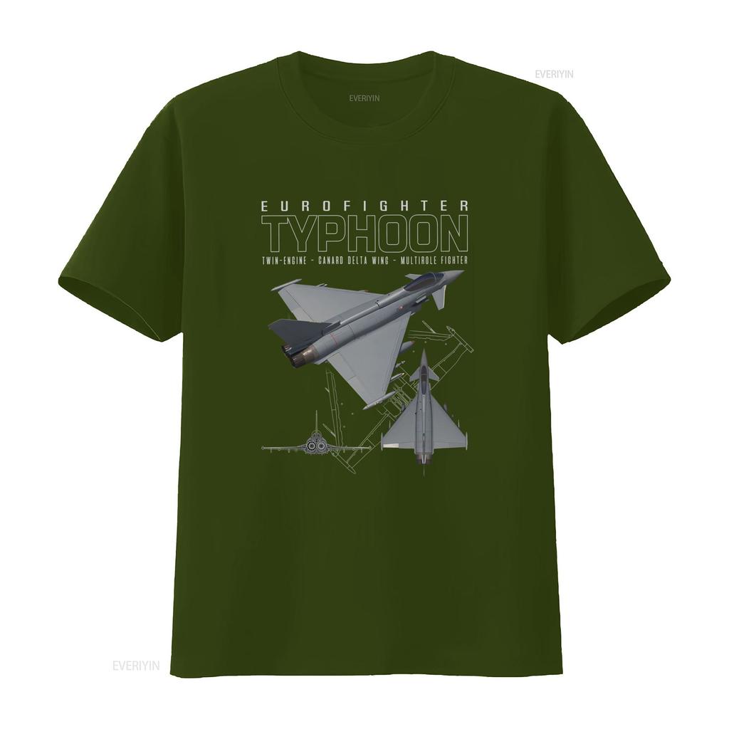 Unisex T-Shirt Kurzarm Mit Schematischem Druck Des Eurofighter Typhoon T-Shirt Lässig Thema Luftfahrt Flugzeug Vintage