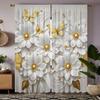 2-piece HD Digital White Tie Gold Butterfly Flower Curtain Home Decoration Style Decoration Living Room Bedroom Wear Rod Curtain