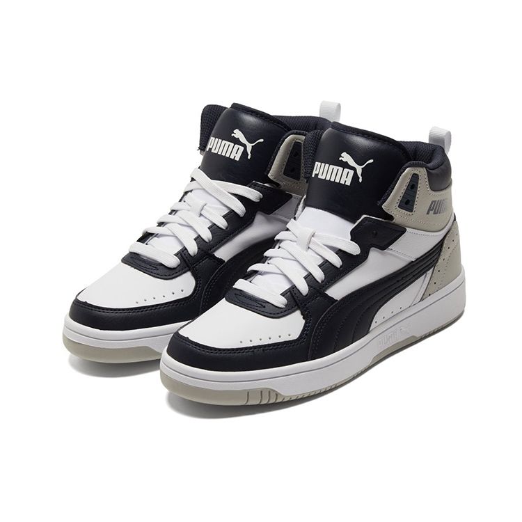 Puma Unisex White Grey Rebound Joy Mid Top Sneakers 374765-11