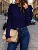 2024 Women's High-Elastic Cashmere Round Neck Slim Fit Puff Sleeve Long Sleeve Top for Autumn and Winter