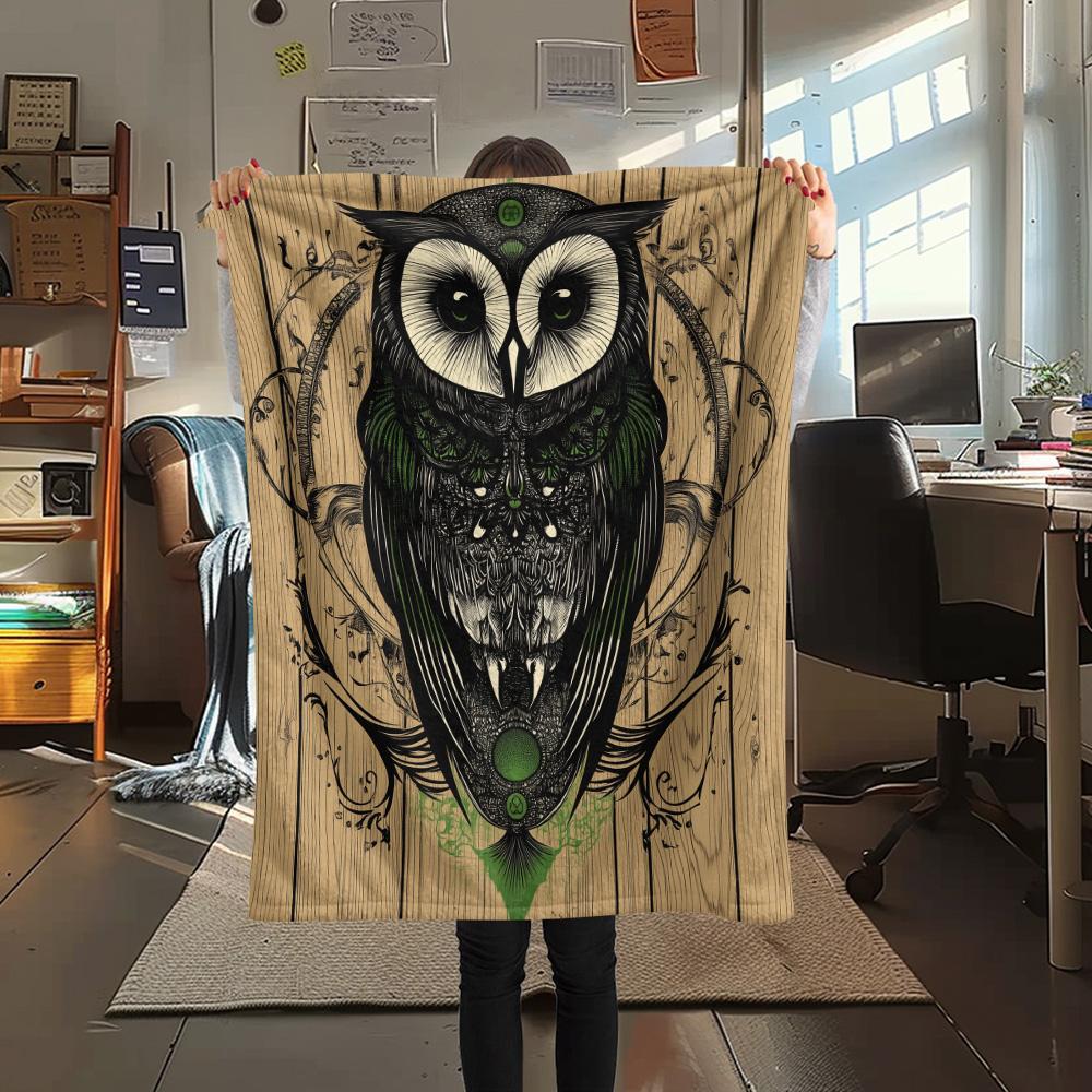 Vintage Owls Print Flannel Blanket, High Quality Comfortable for All Seasons, Home Decor, Warmth and Comfort