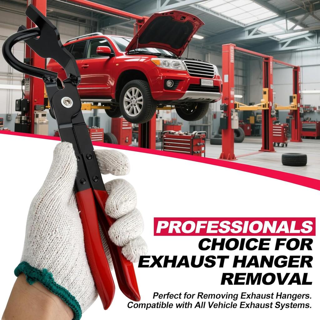 Exhaust Hanger Removal Tool, Heavy-Duty Exhaust Hanger Pliers For Car & Truck Rubber Exhaust Hangers, 25° Offset Design, Non-Slip Grip, Compatible