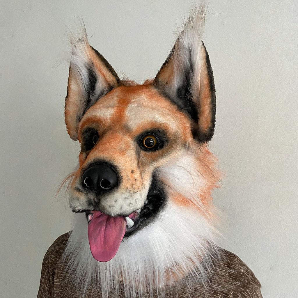 Orange-haired wolfhound headgear, latex mask One size fits all adults оранжевый