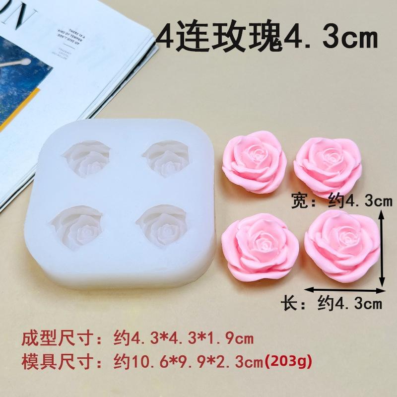 6-Hole Rose Peony Silicone Mold Handmade Mini Flower Shaped Candy Chocolate Cake Surface Decoration Baking Tool Resin Craft Mold