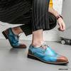 Moda Affascinante Gentiluomo Blu Con Marrone Brogue Per Uomini Nuovi Casual Stampati Mocassini Oxfords Scarpe da Sposa Festa Scarpe Piatte da Guida
