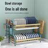 Double-Layer Countertop Dish Drying Rack with Drainboard