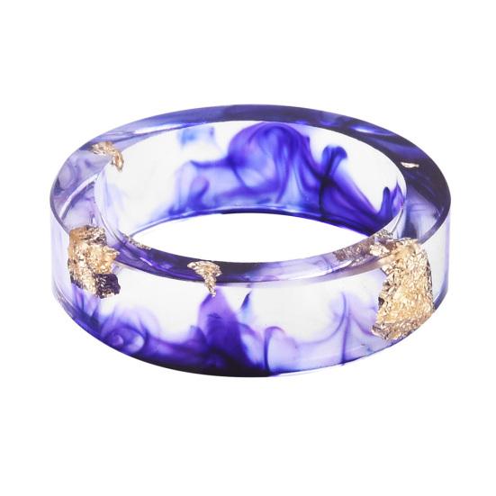 Unisex Colorful Ink Fashion Transparent Resin Gold Foil Ring Party Jewelry Gift