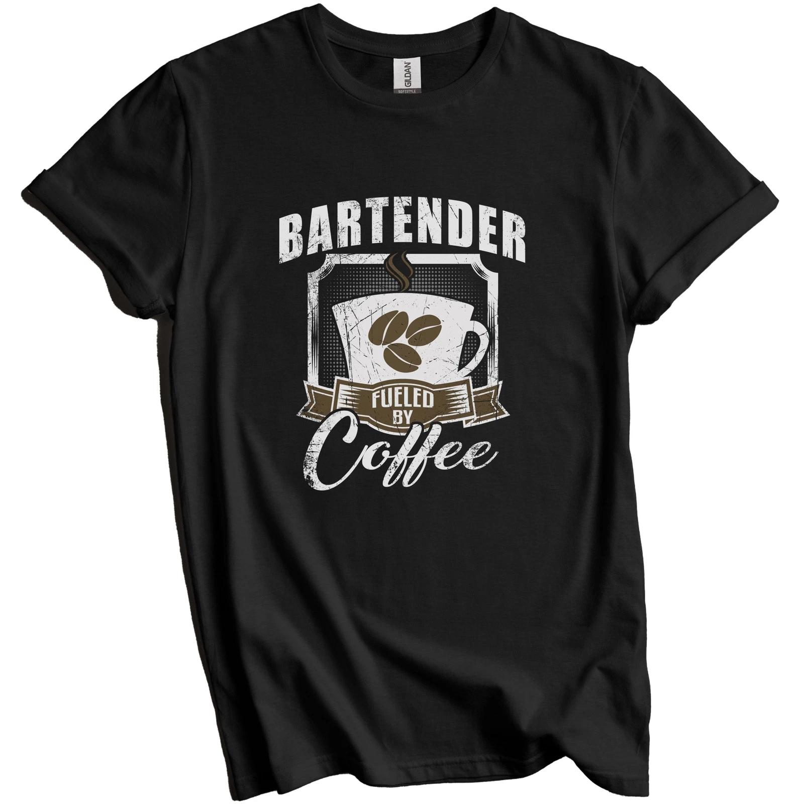 Bartender Fueled By Coffee Funny T-Shirt Gift for Bartender 3XL