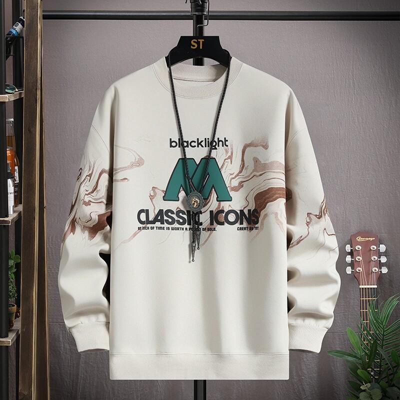 

Crew Neck Sweater Boys Teen Trend Print Student Long Sleeve Tt-shirt Bottoming Shirt M