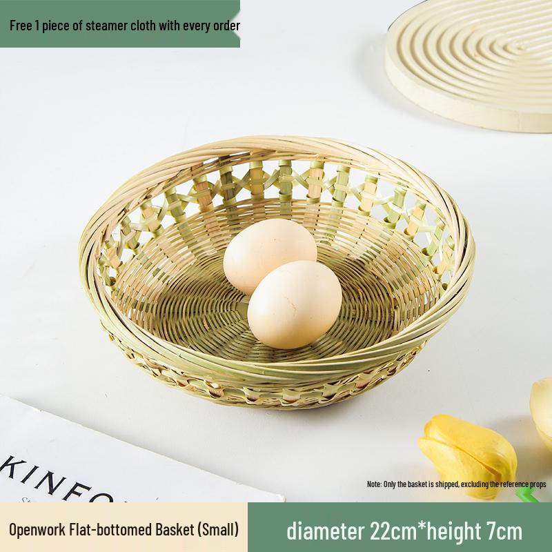 Bamboo Woven Basket: Multi-Use Storage, Fruit Plate, Steamed Bun, Winnowing, Dried Fruit, Candy, Kitchen Drainer, Vegetable Wash Basket