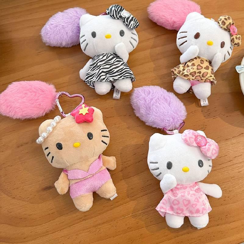 Entzückender Langbeiniger Kt Plüschkatzen-Schlüsselanhänger Niedliche Cartoon-Katzenpuppe Geschenk-Accessoire