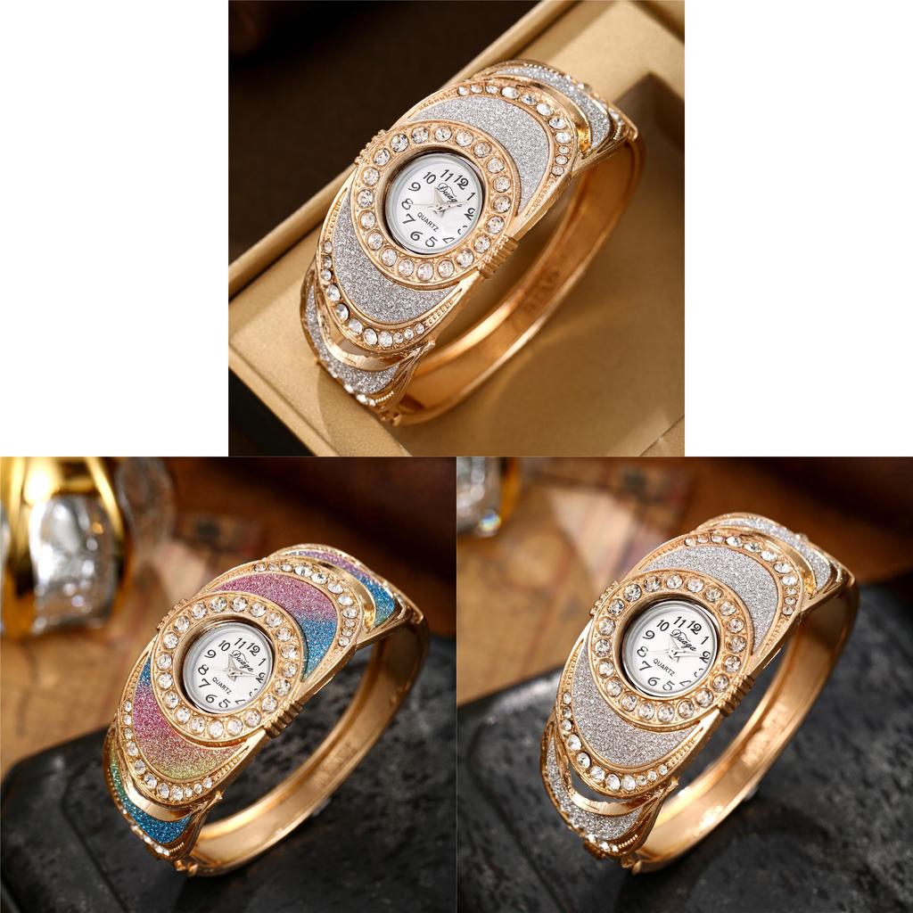 Elegant European Style Womens Quartz Bracelet Watch With Diamond Inlay For Formal Wear