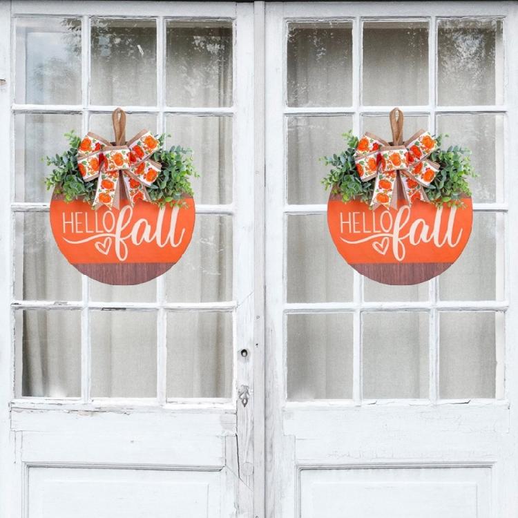 Elegant Fall Pumpkins Bowknot Wood Hanging Ornament Sign Fashion Accessory for Festival Home and Yard Decoration