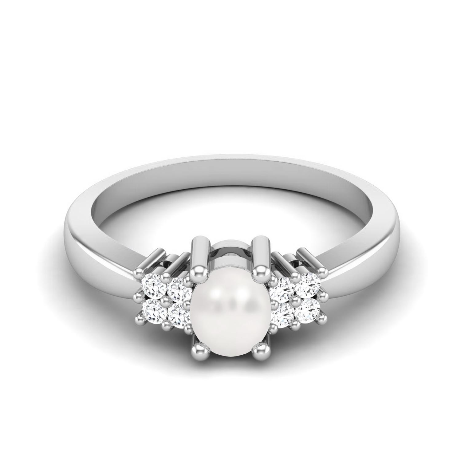 

5X4 MM Oval Natural Pearl 925 Sterling Silver Solitaire Women Wedding Bridal Ring 9 белый