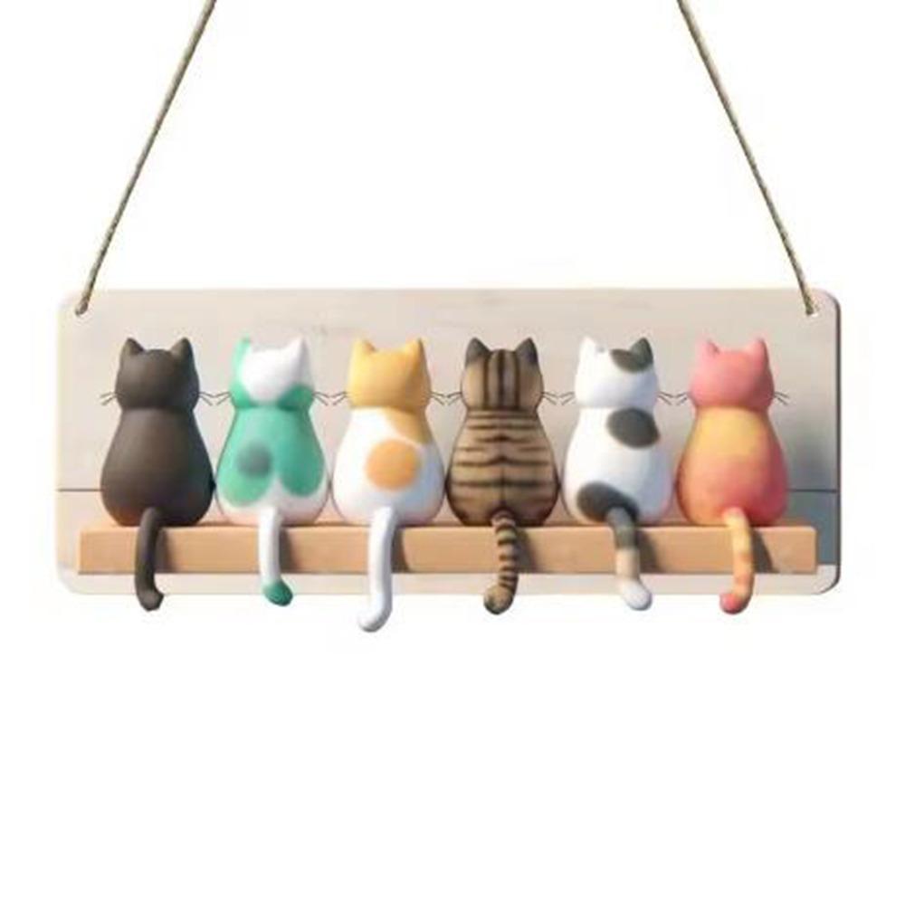 

Деревянный крючок для ключей с кошкой, милый органайзер для ключей с котами, забавный держатель для ключей для дома Key Hook